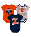 Outerstuff Newborn Navy Illinois Fighting Illini Sunday Comics Bodysuit 3-pack In Navy