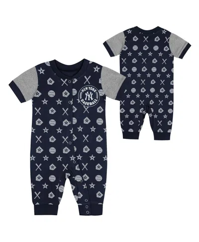 Outerstuff Babies' Newborn Navy New York Yankees Hard 90 Coveralls In Blue