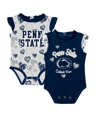 Outerstuff Babies' Newborn Navy Penn State Nittany Lions Happy Hearts Bodysuit 2-pack