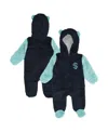 Outerstuff Newborn Navy Seattle Kraken Stay Napping Fleece Bunting Full-zip Hooded Sleeper In Blue