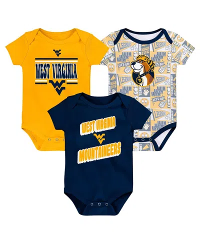Outerstuff Babies' Newborn Navy West Virginia Mountaineers Sunday Comics 3-pack Bodysuit Set