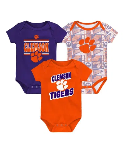 Outerstuff Babies' Newborn Orange Clemson Tigers Sunday Comics 3-pack Bodysuit Set