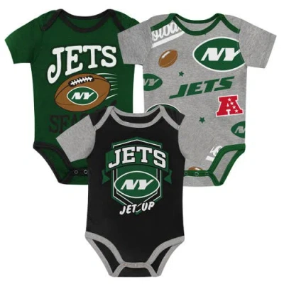 Outerstuff Kids' Newborn  New York Jets First Round Pick Three-piece Creeper Set In Green