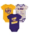 Outerstuff Newborn Purple Lsu Tigers Sunday Comics Bodysuit 3-pack In Purple