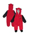 Outerstuff Newborn Red Chicago Bulls Stay Napping Fleece Bunting Full-zip Hooded Sleeper In Red