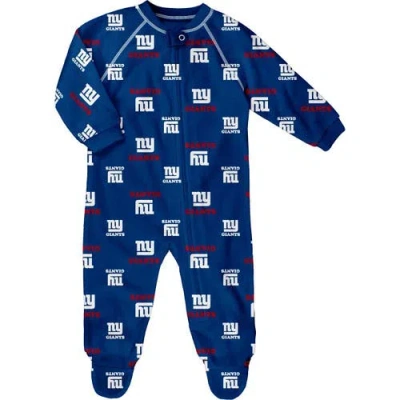 Outerstuff Kids'  Newborn Royal New York Giants Allover Print Raglan Full-zip Jumper In Blue