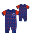 Outerstuff Newborn Royal New York Mets Hard 90 Coveralls In Blue