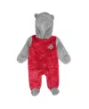 Outerstuff Newborn Scarlet, Gray Ohio State Buckeyes Game Nap Teddy Fleece Bunting Full-zip Sleeper In Scarlet,gray