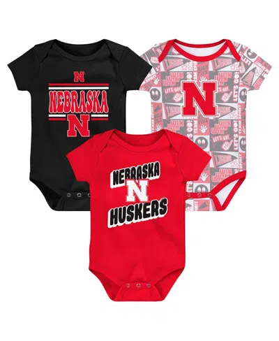 Outerstuff Babies' Newborn Scarlet Nebraska Huskers Sunday Comics Bodysuit 3-pack