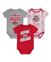 Outerstuff Newborn Scarlet Ohio State Buckeyes Sunday Comics 3-pack Bodysuit Set In Scarlet