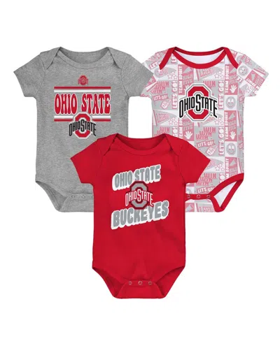 Outerstuff Babies' Newborn Scarlet Ohio State Buckeyes Sunday Comics 3-pack Bodysuit Set