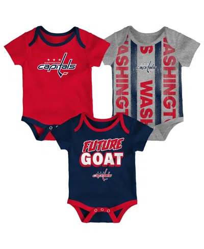 Outerstuff Babies' Newborn Washington Capitals Loyal Buddies Bodysuit Set, 3-pack In Red