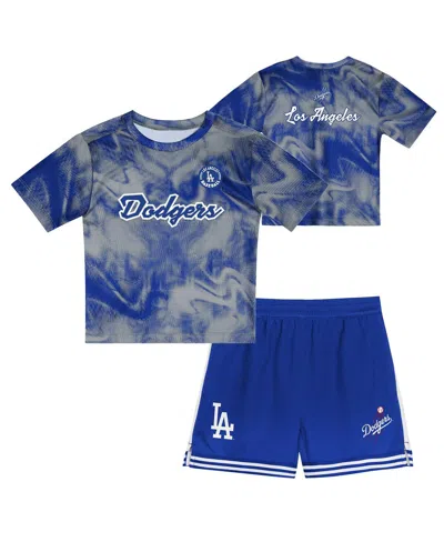 Outerstuff Kids' Preschool 2-piece Gray Los Angeles Dodgers Hitter Infielder Set