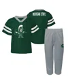 Outerstuff Preschool 2-piece Green Michigan State Spartans Two-piece Red Zone Jersey And Pants Set In Green