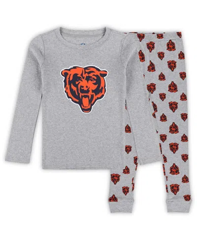 Outerstuff Kids' Preschool 2-piece Heather Gray Chicago Bears Long Sleeve T-shirt And Pants Sleep Set