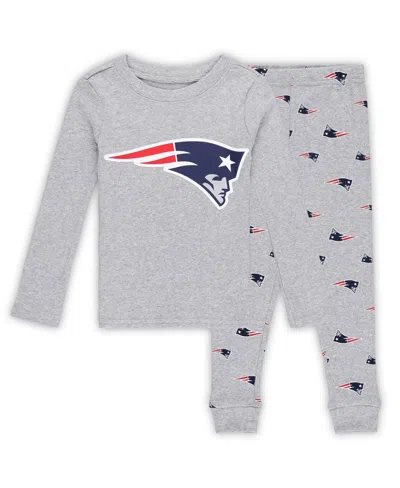 Outerstuff Kids' Preschool 2-piece Heather Gray New England Patriots Long Sleeve T-shirt And Pants Sleep Set