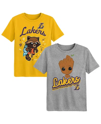 Outerstuff Kids' Preschool 2-piece Los Angeles Lakers Guardians Of The Galaxy T-shirt Set In Heather Gray