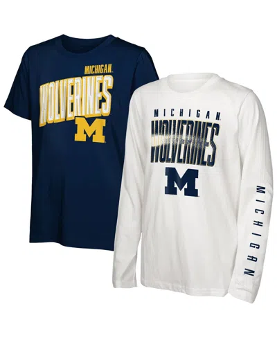 Outerstuff Kids' Preschool 2-piece Michigan Wolverines Mix 3-in-1 Combo T-shirt Set In White