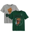 Outerstuff Preschool 2-piece Milwaukee Bucks Guardians Of The Galaxy T-shirt Set In Heather Gray
