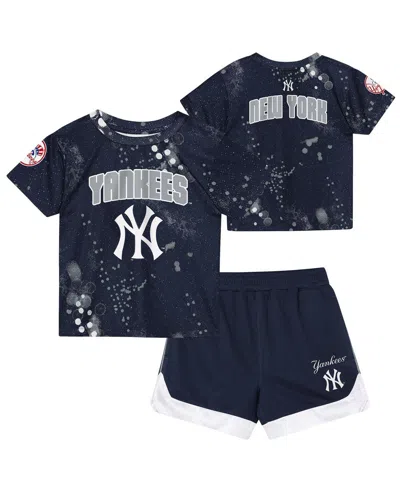 Outerstuff Kids' Preschool 2-piece Navy New York Yankees Pinch Hitter Infielder T-shirt And Shorts Set In Black