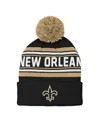 Outerstuff Preschool Black New Orleans Saints Jacquard Cuffed Knit Pom With Hat In Gold