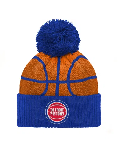 Outerstuff Kids' Preschool Blue Detroit Pistons Basketball Head Cuffed Knit With Pom Hat