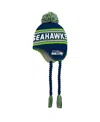 Outerstuff Preschool Boys And Girls College Navy And Neon Green Seattle Seahawks Jacquard Tassel Knit Hat With  In Navy,neon Green