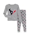 Outerstuff Preschool Boys And Girls Heathered Gray Houston Texans Long Sleeve 2 Piece T-shirt And Pants Sleep S In Gray