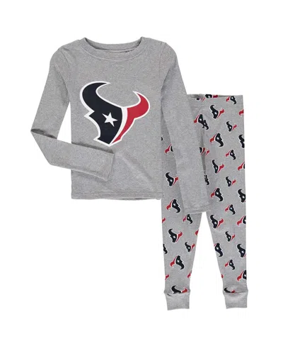 Outerstuff Babies' Preschool Boys And Girls Heathered Gray Houston Texans Long Sleeve 2 Piece T-shirt And Pants Sleep S