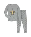Outerstuff Preschool Heathered Gray New Orleans Saints Long Sleeve T-shirt & Pants Sleep Set In Gray