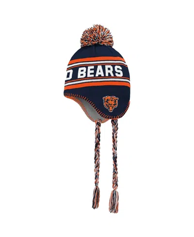 Outerstuff Babies' Preschool Boys And Girls Navy And Orange Chicago Bears Jacquard Tassel Knit Hat With Pom In Navy,orange