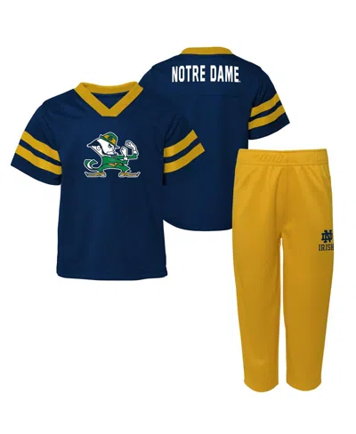 Outerstuff Kids' Preschool Boys And Girls Navy Notre Dame Fighting Irish Two-piece Red Zone Jersey And Pants Set