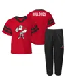 Outerstuff Toddler Boys And Girls Red Georgia Bulldogs Two-piece Red Zone Jersey And Pants Set In Red