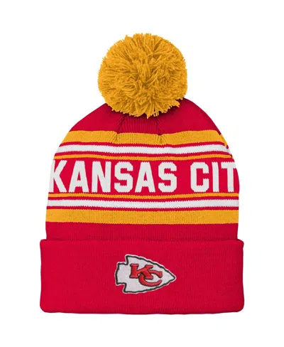 Outerstuff Babies' Preschool Boys And Girls Red Kansas City Chiefs Jacquard Cuffed Knit Hat With Pom