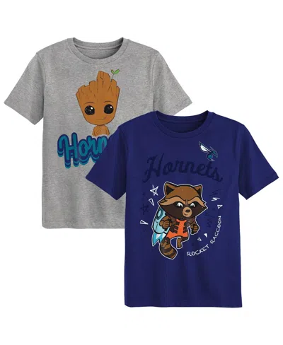 Outerstuff Kids' Preschool Charlotte Hornets 2-piece Guardians Of The Galaxy T-shirt Set In Blue