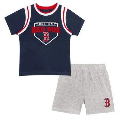 Outerstuff Kids' Preschool Fanatics Branded Boston Red Sox Loaded Base T-shirt & Shorts Set In Navy