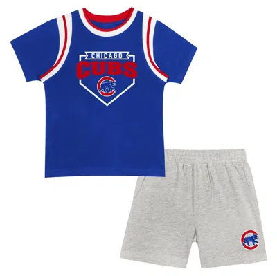 Outerstuff Kids' Preschool Fanatics Branded Chicago Cubs Loaded Base T-shirt & Shorts Set In Blue