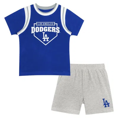 Outerstuff Kids' Preschool Fanatics Branded Los Angeles Dodgers Loaded Base T-shirt & Shorts Set In Blue