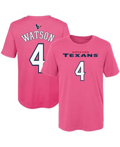 Outerstuff Kids' Preschool Girls Deshaun Watson Pink Houston Texans Player Mainliner Name And Number T-shirt