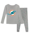 Outerstuff Preschool Heather Gray Miami Dolphins Long Sleeve T-shirt And Pants Sleep Set In Heather Gray
