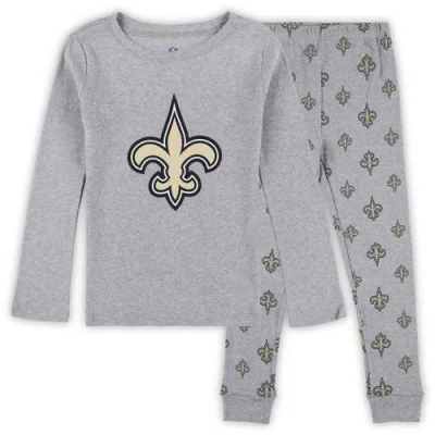 Outerstuff Kids'  Preschool Heather Gray New Orleans Saints Long Sleeve T-shirt And Pants Sleep Set