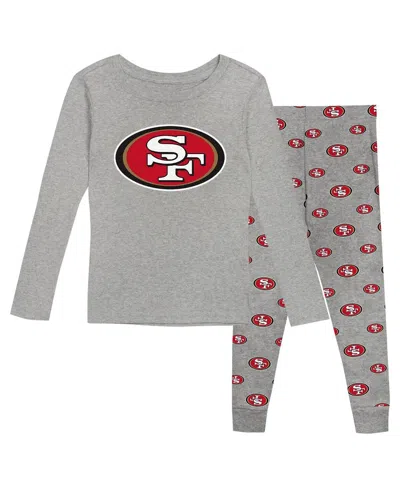 Outerstuff Preschool Heather Gray San Francisco 49ers Long Sleeve T-shirt And Pants Sleep Set