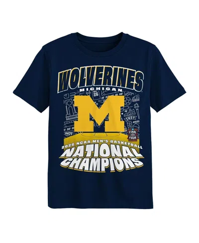 Outerstuff Preschool Navy Michigan Wolverines 2026 Ncaa Men's Basketball National Champions It's March T-shirt In Blue