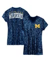 Outerstuff Big Girls Navy Michigan Wolverines Sequin V-neck Dress In Blue