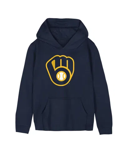 Outerstuff Kids' Preschool Navy Milwaukee Brewers Primary Logo Fleece Hoodie In Blue