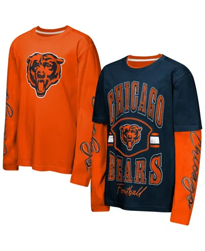 Outerstuff Kids' Preschool Navy/orange Chicago Bears Motion Combo Set T-shirts In Multi