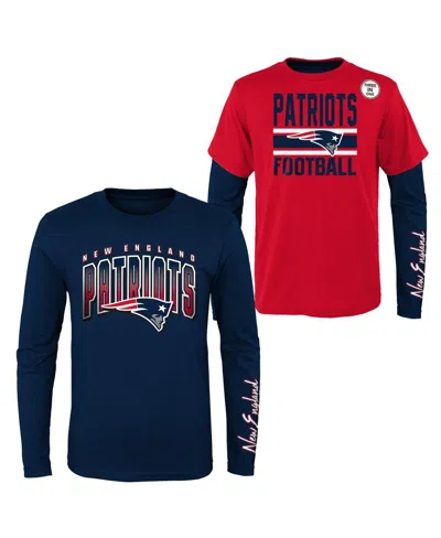 Outerstuff Kids' Preschool Navy/red New England Patriots Fan Fave T-shirt Combo Set In Multi