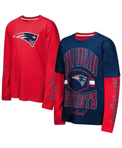 Outerstuff Kids' Preschool Navy/red New England Patriots Motion Combo Set T-shirts In Multi