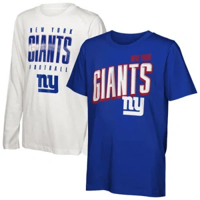 Outerstuff Kids' Preschool  New York Giants The Mix Combo T-shirt Set In Blue