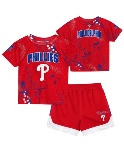 Outerstuff Kids' Preschool Red Philadelphia Phillies Pinch Hitter Infielder T-shirt Shorts Set